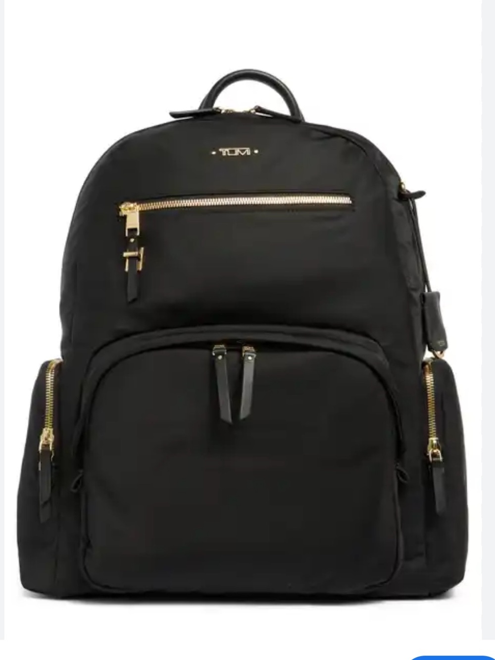 Tumi  Voyager Black Nylon Backpack with Gold Hardware Accents